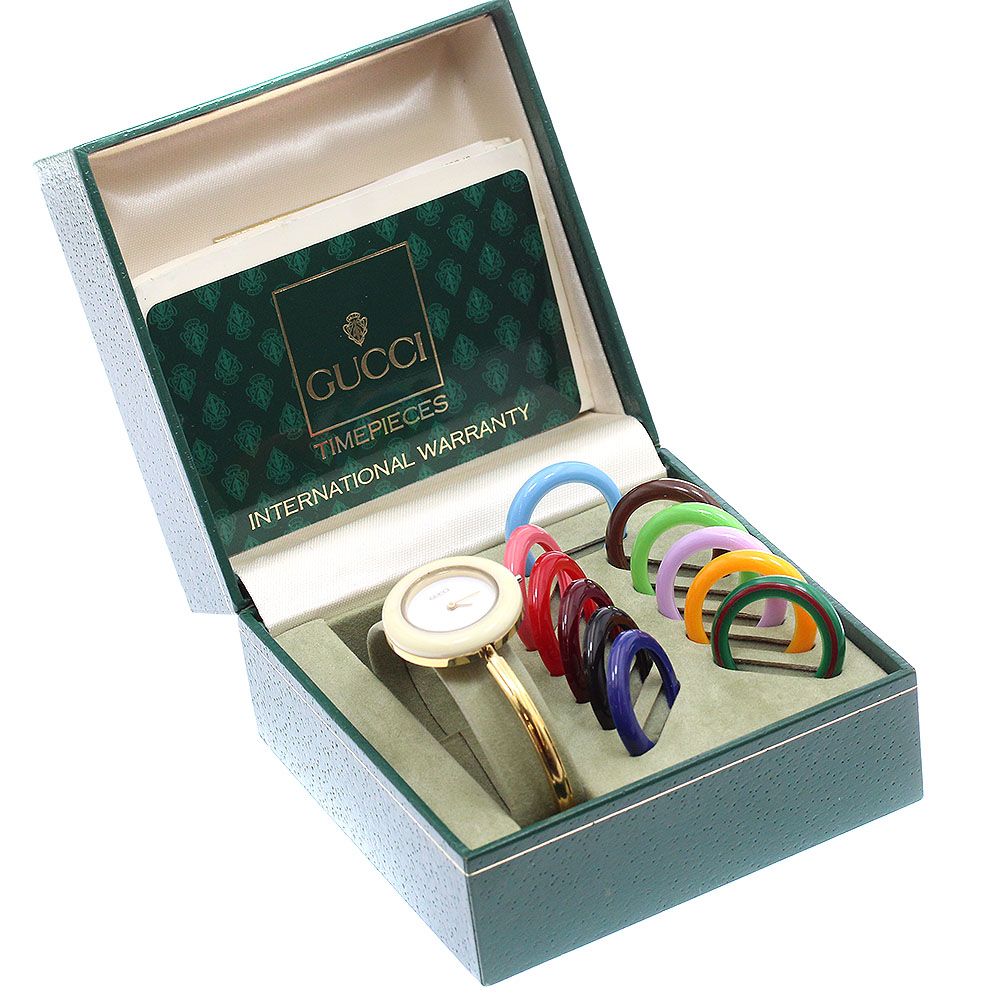 GUCCIチェンジベゼル箱付きジャンク品 ジャンク グッチ GUCCI 11/12.2 チェンジベゼル クォーツ レディース