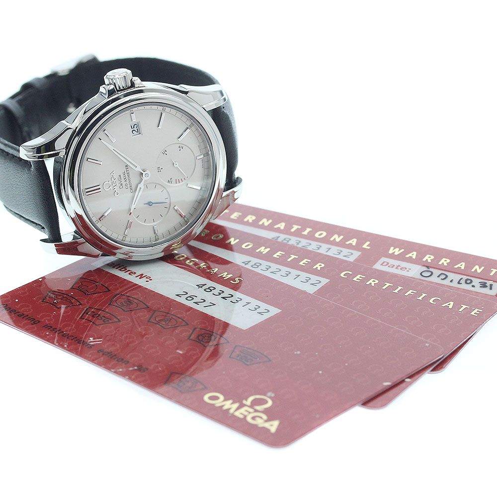  オメガ OMEGA 4832 31 32 デビル コーアクシャル パワーリザーブ 自動巻き メンズ 保証書付き_935995 デニム 自動巻き時計 腕時計(アナログ)