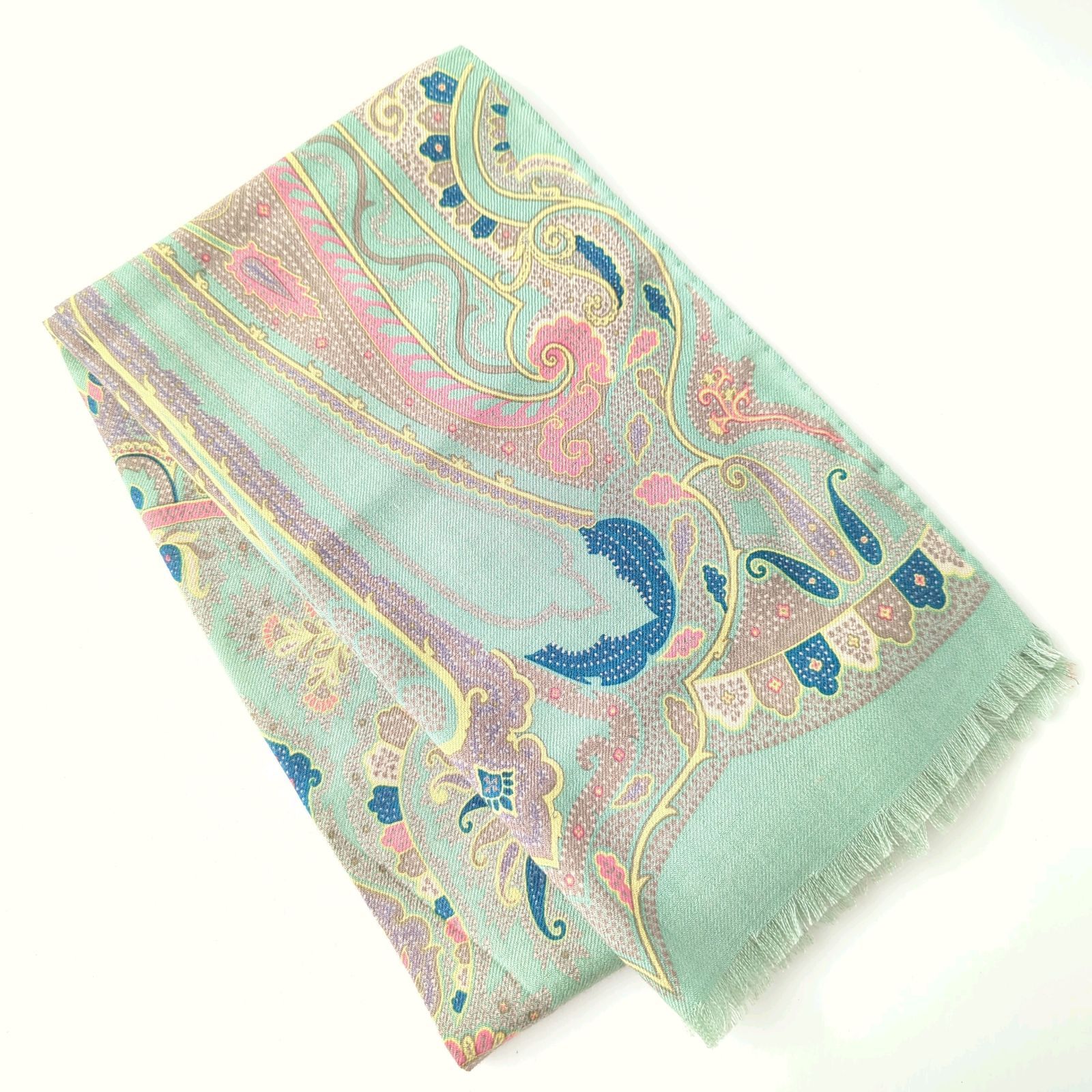 AB エトロ ETRO スカーフ ストール ペイズリー シルク ウール 混
