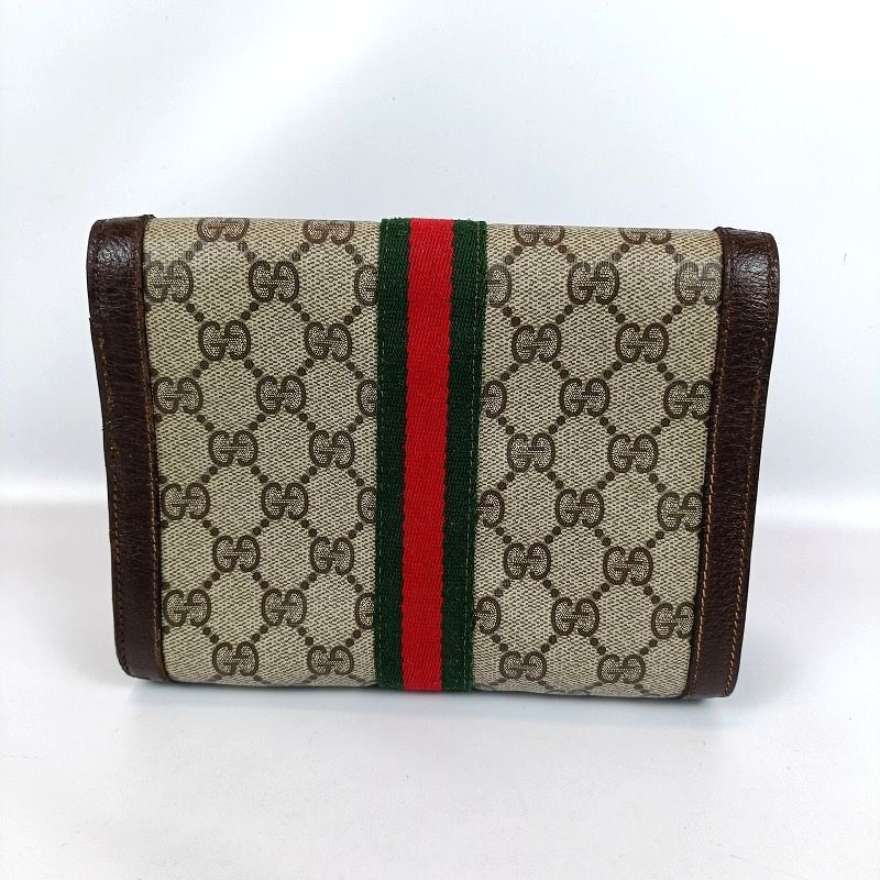 GUCCIグッチ GG柄 シェリーライン PVC×レザー クラッチバッグ ポーチ