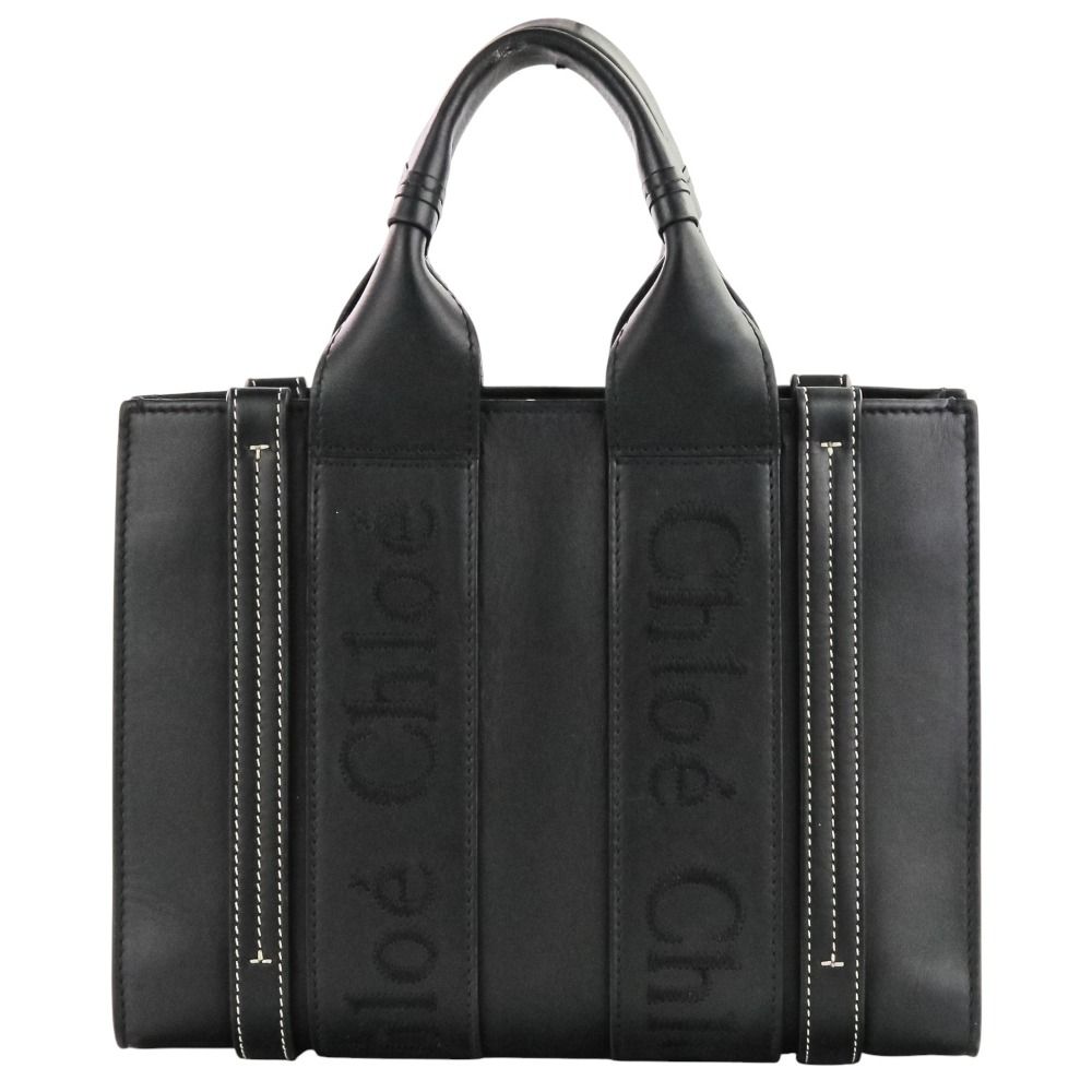 美品 Chloe クロエ WOODY ウッディ スモール レザー 2way トートバッグ 