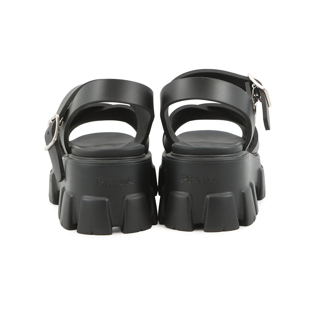 PRADA プラダ モノリス ラバー サンダル 38 PRADA(プラダ) モノリス ストラップラバーサンダル ブラック サイズ 37