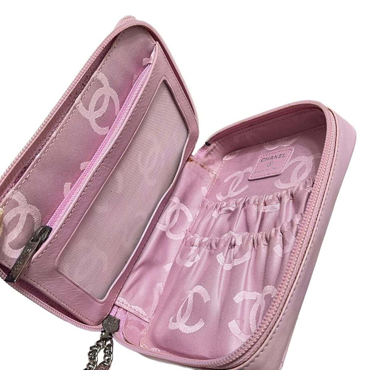 CHANEL(シャネル) 小物入れ カンボンライン ライトピンク×黒 マルチ 
