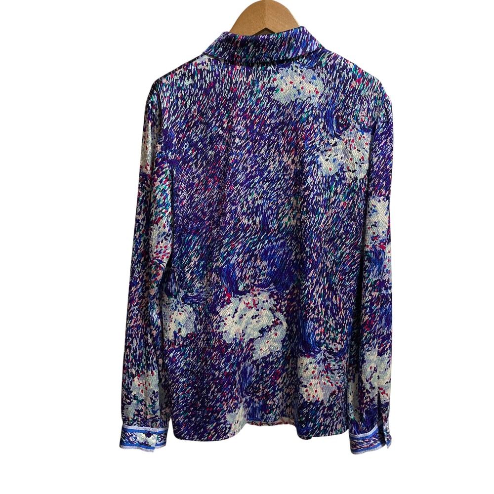 新品同様 LEONARD レオナール パリ マルチカラープリント シルクシャツ  