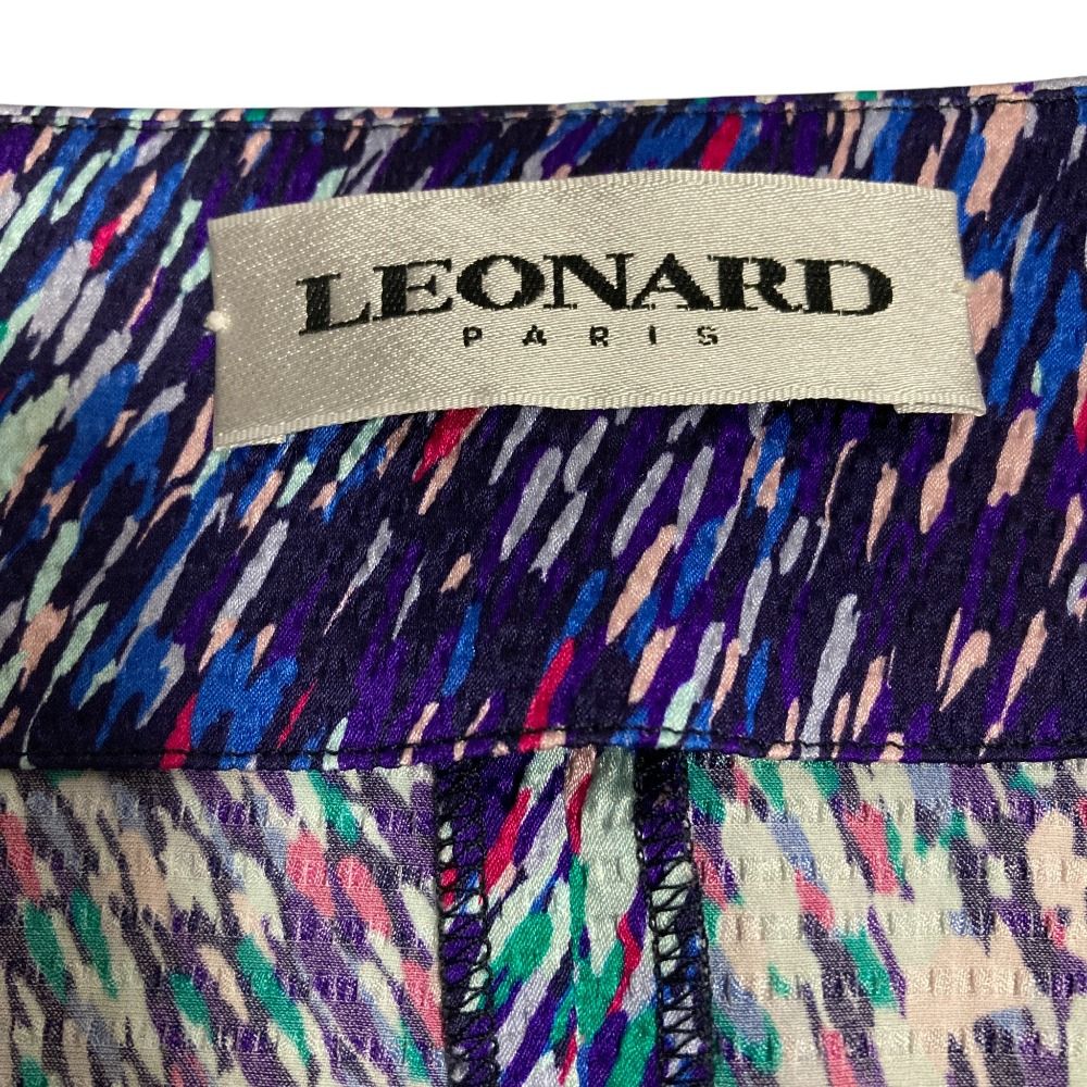 新品同様 LEONARD レオナール パリ マルチカラープリント シルクシャツ  