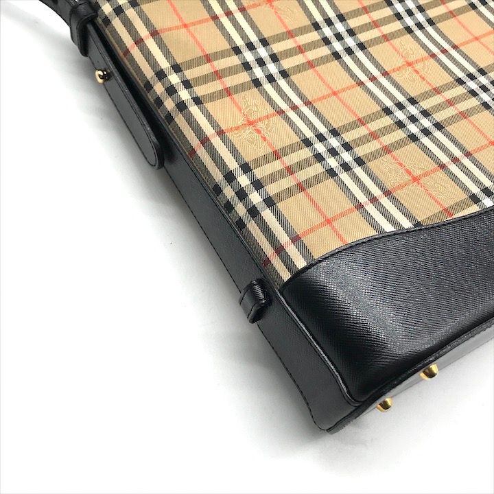 ◇Z9467 BURBERRY バーバリー ノバチェック キャンバス レザー