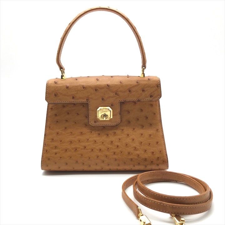 美品 Herno ヘルノ レザー オーストリッチ 2WAY ミニ ハンド