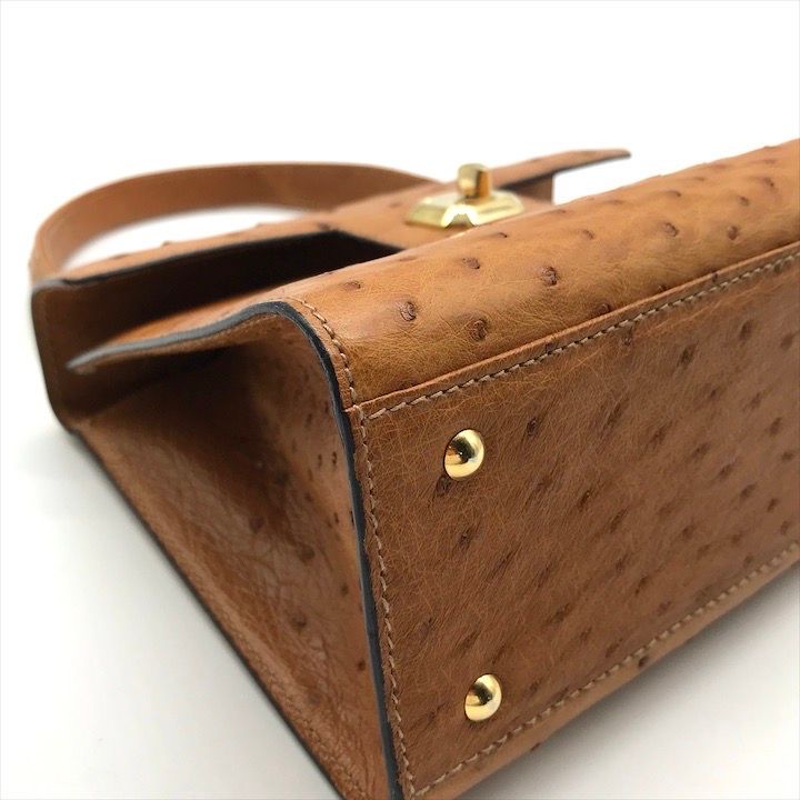 美品 Herno ヘルノ レザー オーストリッチ 2WAY ミニ ハンド