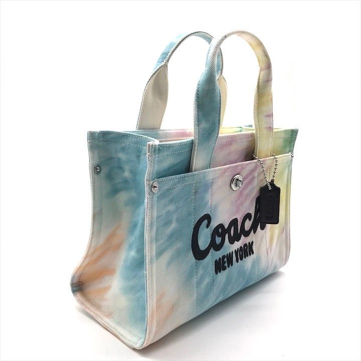 美品 COACH コーチ カーゴ トート ハンド バッグ 26 レインボー