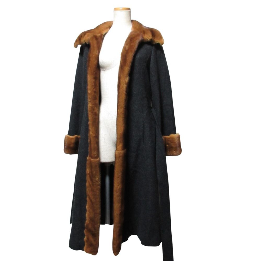 美品 FOXEY フォクシー ミンクファー カシミヤ ウール ロングコート F