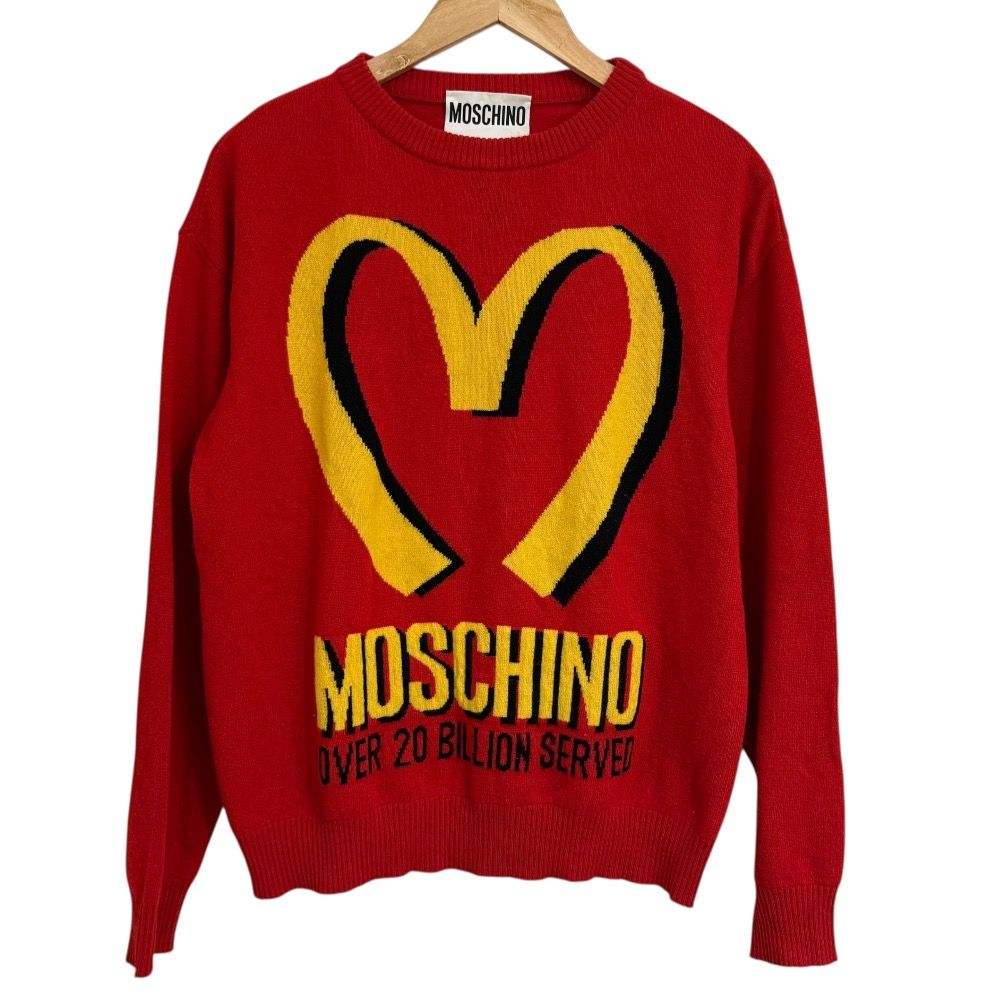美品 MOSCHINO モスキーノ マクドナルドモチーフ パロディ カシミヤ