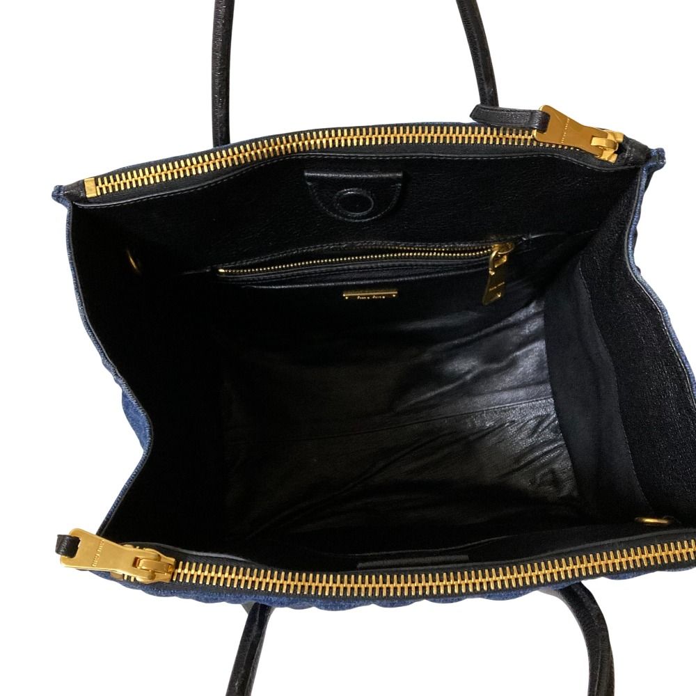 良品 miu miu ミュウミュウ デニム バイカー ハンドバッグ RN1032  