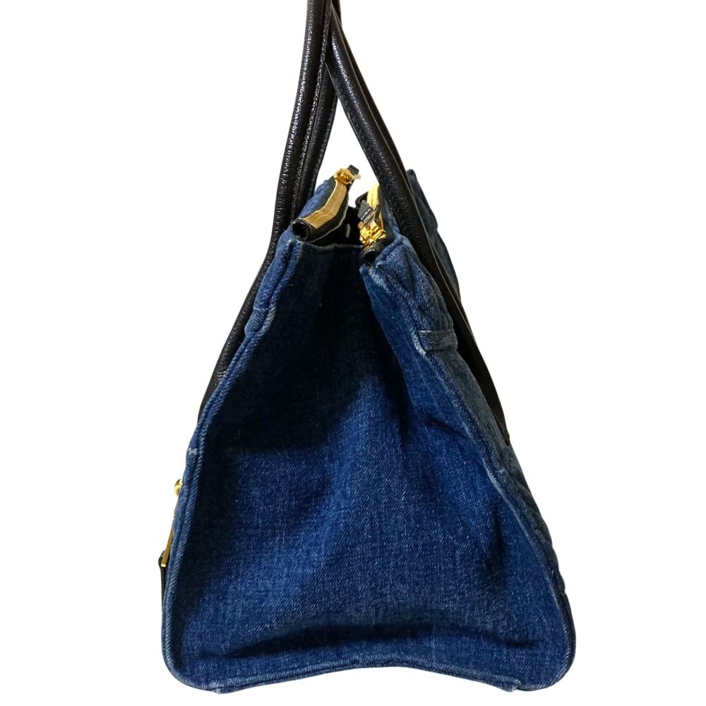 良品 miu miu ミュウミュウ デニム バイカー ハンドバッグ RN1032  