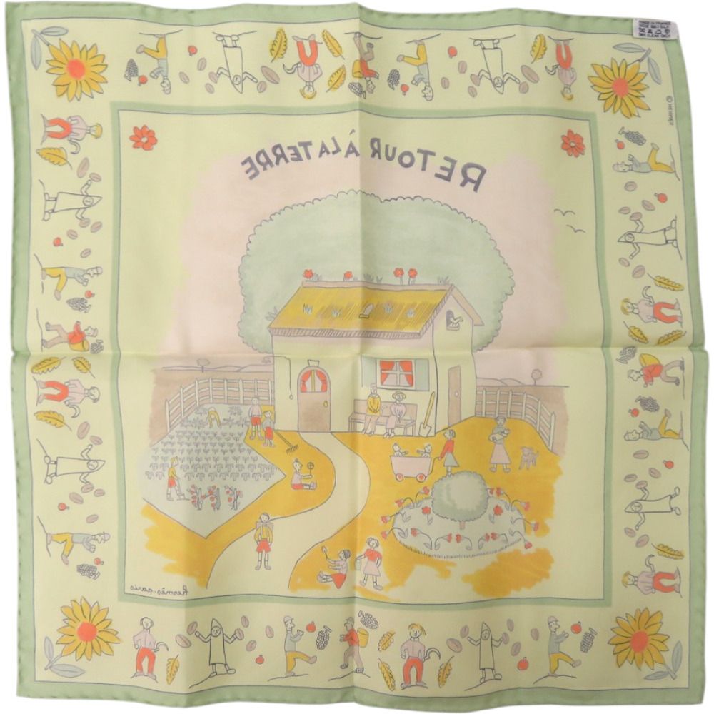 未使用品 エルメス ポケットチーフ カレ45 プチカレ RETOUR A LA TERRE