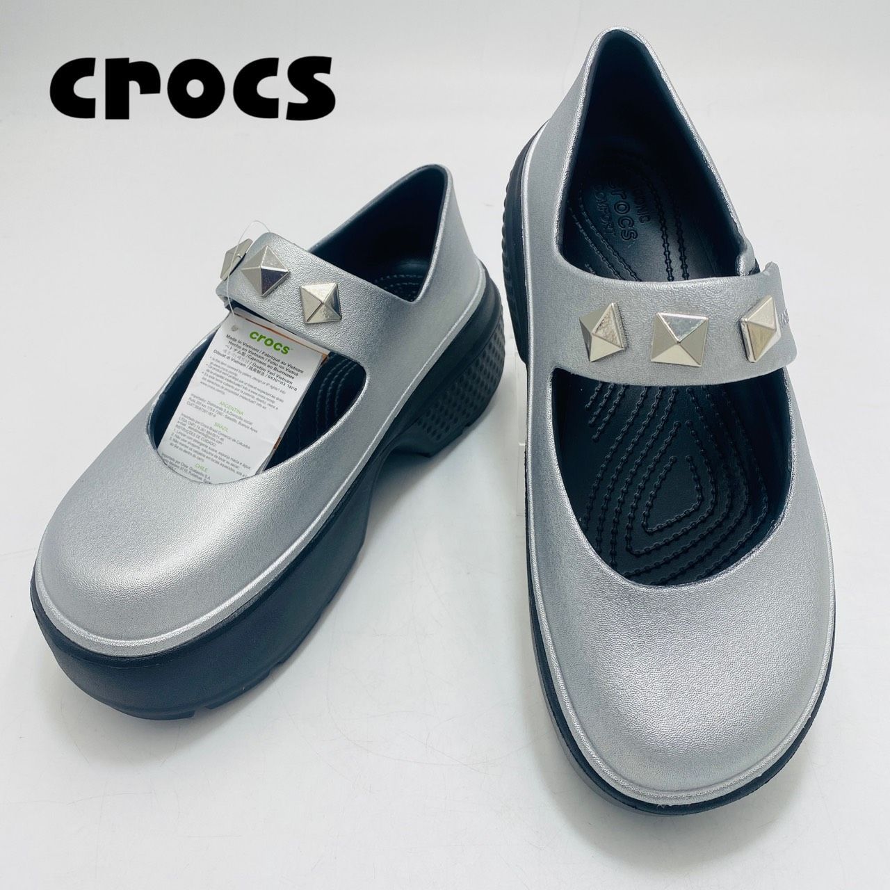 新品・タグ付き crocs クロックス Stomp Metallic MaryJane ストンプ