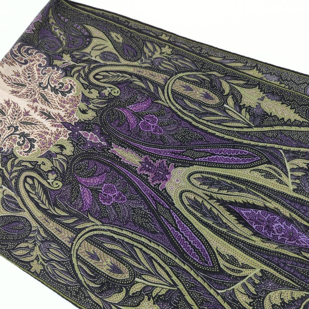 AE エトロ ETRO ストール カシミヤ シルク ペイズリー 紫 緑 美品 大判