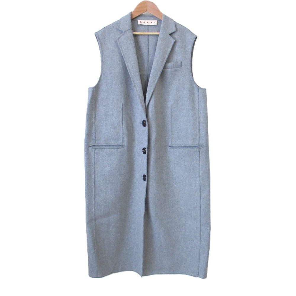 MARNI - 美品 MARNI マルニ ウールロングジレ ベスト ノースリーブコート 40 グレー レディース 古着 中古 USED 美品 MARNI マルニ ウールロングジレ ベスト ノースリーブコート 40