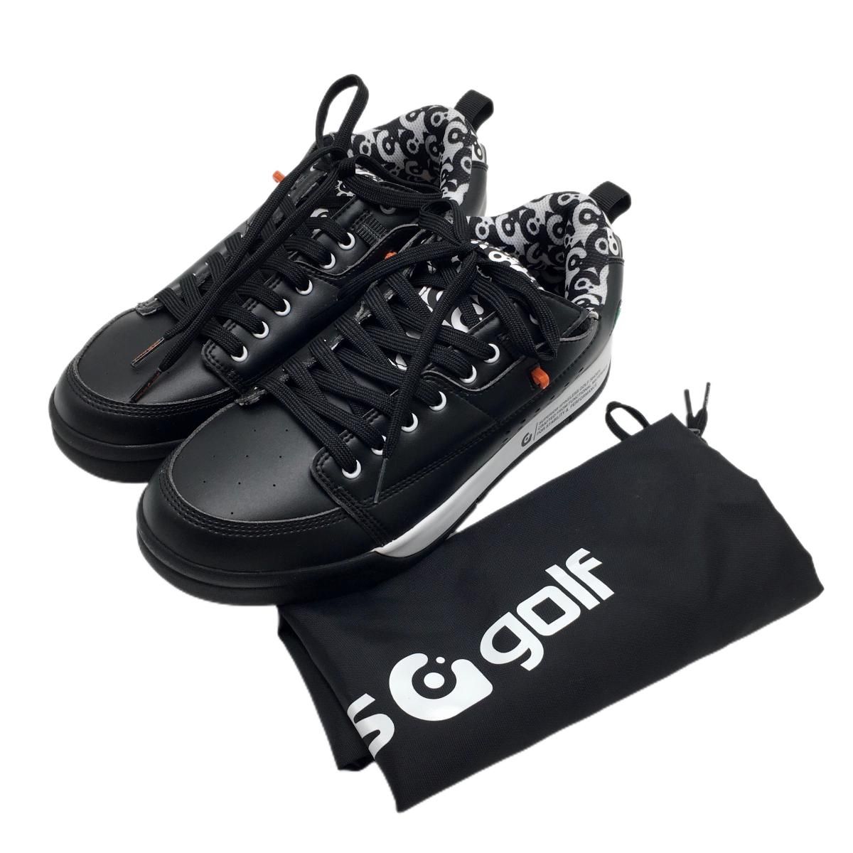 超美品】グラビスゴルフ ゴルフシューズ 黒×白 15910 スパイクレス