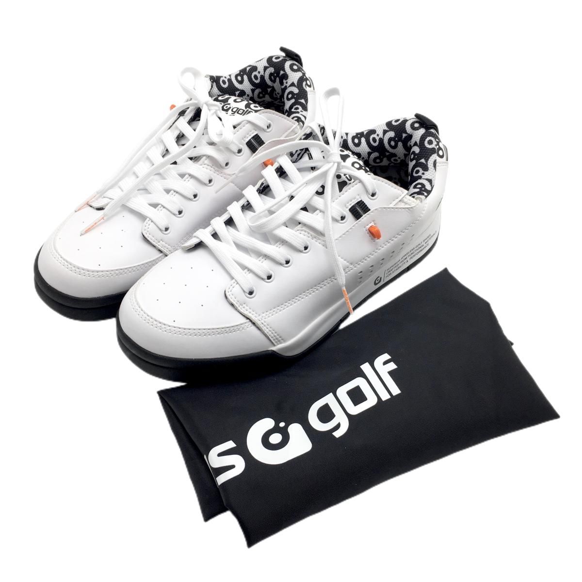 超美品】グラビスゴルフ ゴルフシューズ 白×黒 15910 スパイクレス