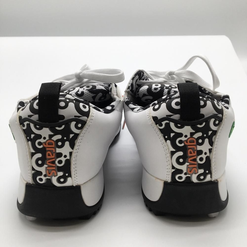 超美品】グラビスゴルフ ゴルフシューズ 白×黒 15910 スパイクレス