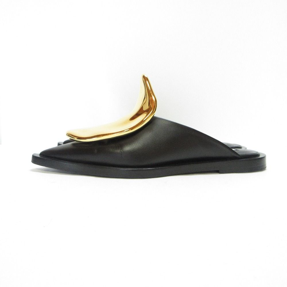 美品 JIL SANDER ジルサンダー メタルプレート レザー ポインテッド 