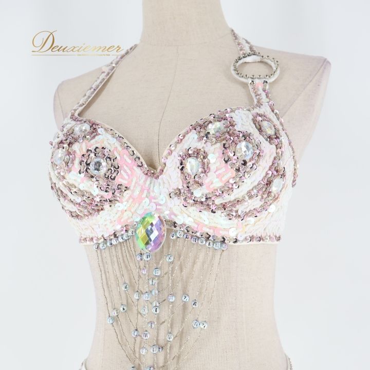 かわいい ベリーダンス 衣装 新品 ベリーダンス衣装 ピンクホワイト 8
