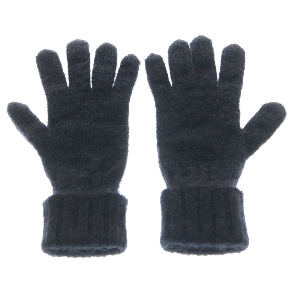 Louis Vuitton ブラック手袋 LOUIS VUITTON (ルイヴィトン) グローブ・LV スクリプト ロゴ刺繍 手袋