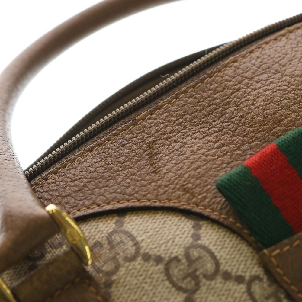 オールドグッチ　マイクロGG ボストンバッグ　シェリーライン　ブラウン　PVC ✨オールドグッチ✨ボストンバッグ マイクロGG シェリーライン