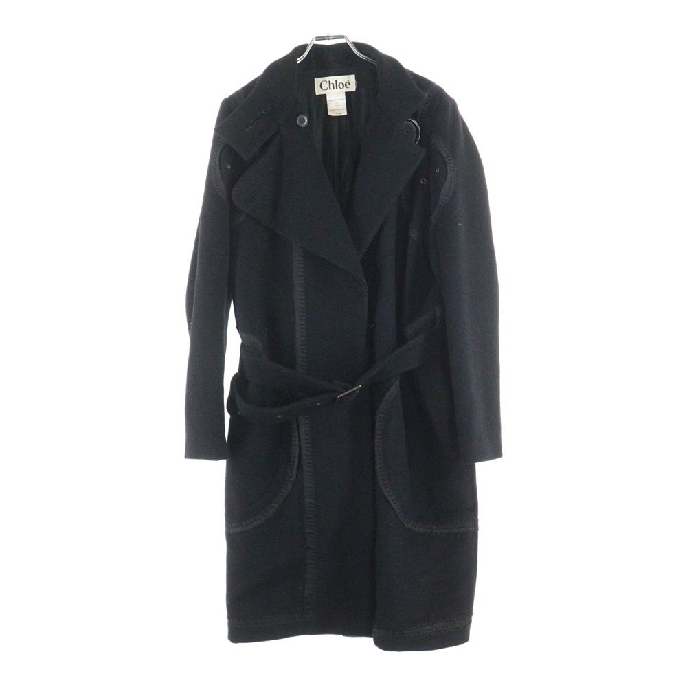 Chloe (クロエ) ビッグボタン装飾 ウール Pコート ブラック 4HMA50