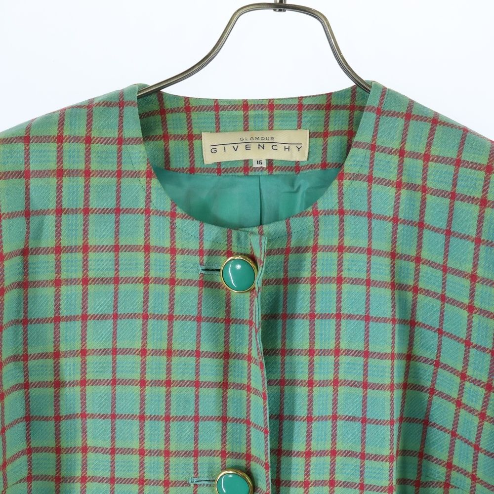 GIVENCHY (ジバンシィ) GLAMOUR チェック柄 ウール ノーカラー