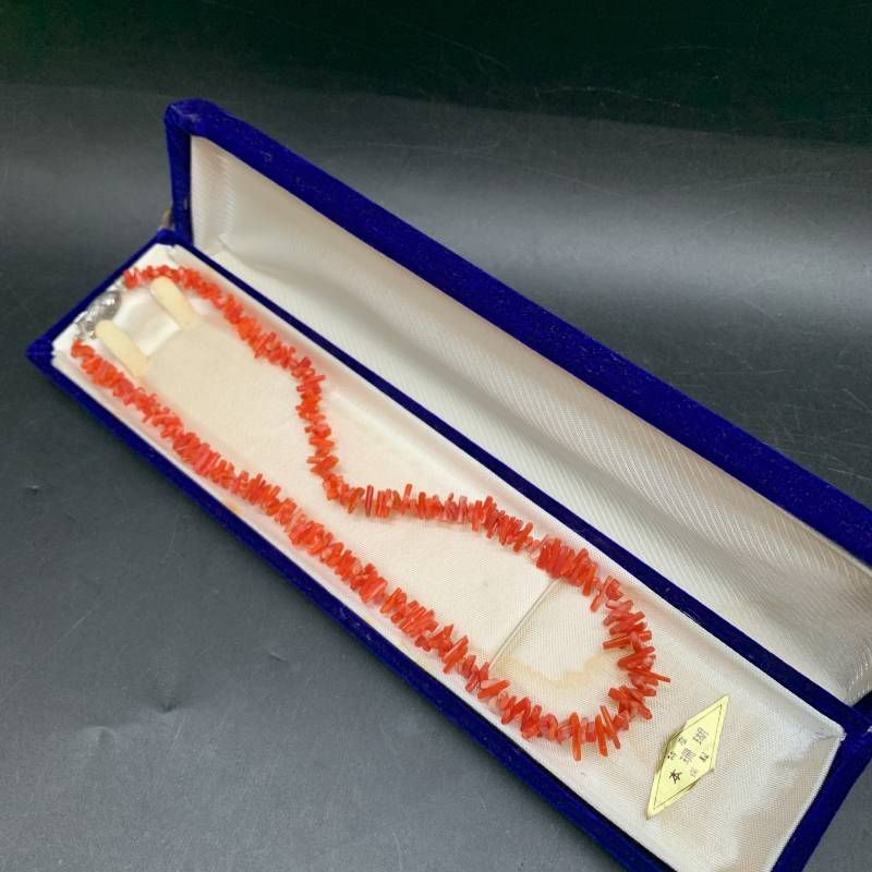 D498 赤珊瑚 ネックレス サンゴ さんご 枝 SILVER刻印 天然石