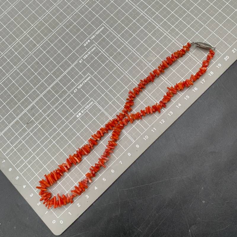 D498 赤珊瑚 ネックレス サンゴ さんご 枝 SILVER刻印 天然石