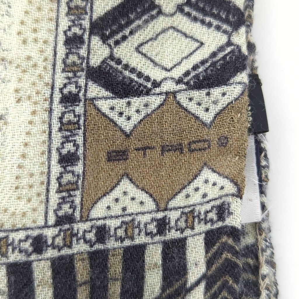 AF エトロ ETRO ストール シルク ウール ペイズリー柄 イタリア製 美品