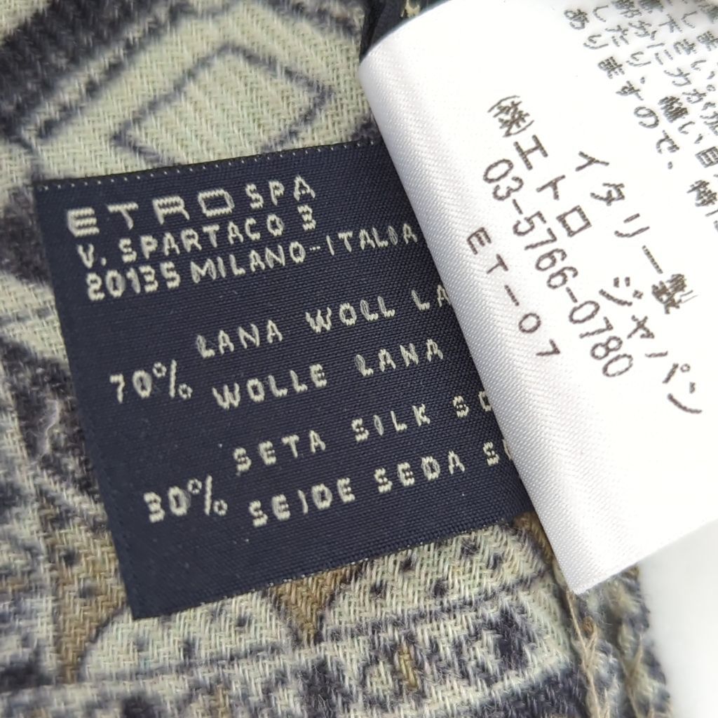 AF エトロ ETRO ストール シルク ウール ペイズリー柄 イタリア製 美品