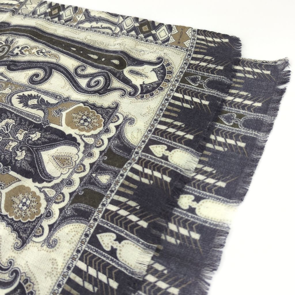 AF エトロ ETRO ストール シルク ウール ペイズリー柄 イタリア製 美品