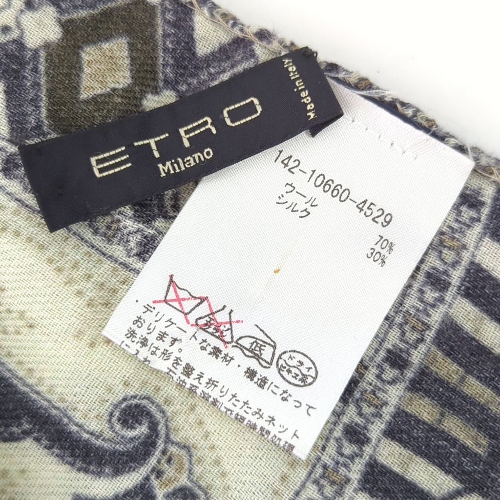 AF エトロ ETRO ストール シルク ウール ペイズリー柄 イタリア製 美品