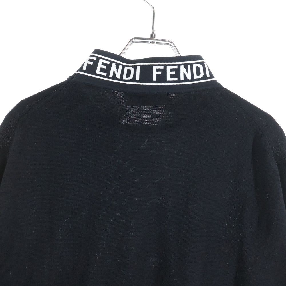 FENDI ロゴジャガード　ネック　ブラック 長袖ニット FENDI (フェンディ) Neck Logo Jacquard Knit Sweater ネックロゴ