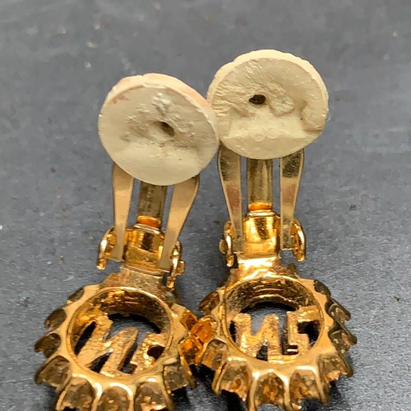 F410　美品　NINA RICCI ニナリッチ イヤリング ロゴ ストーン付き　ロゴモチーフ ラインストーン　アクセサリー　中古