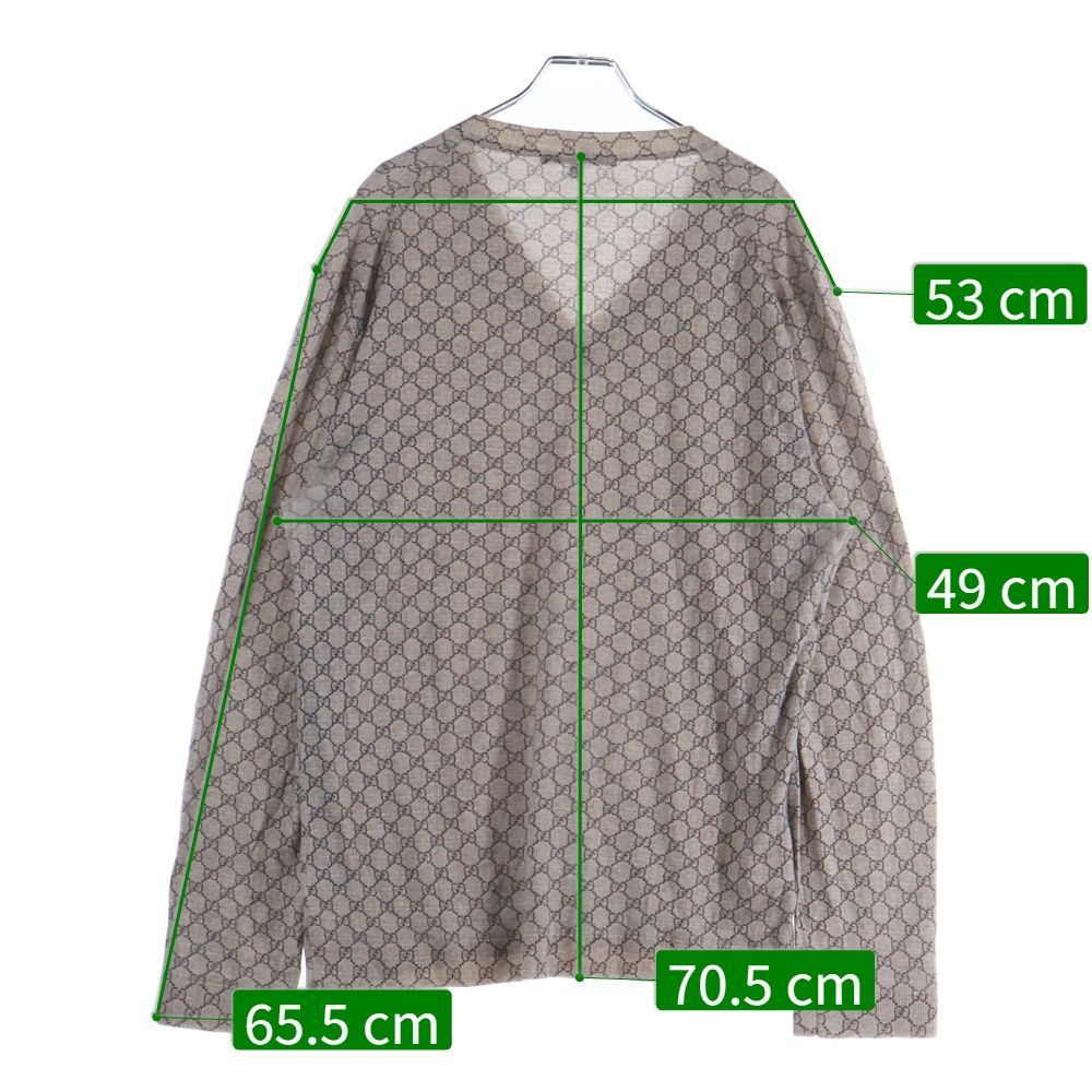 GUCCI (グッチ) GG総柄 Vネック ニットセーター ベージュ 232164 Z5112