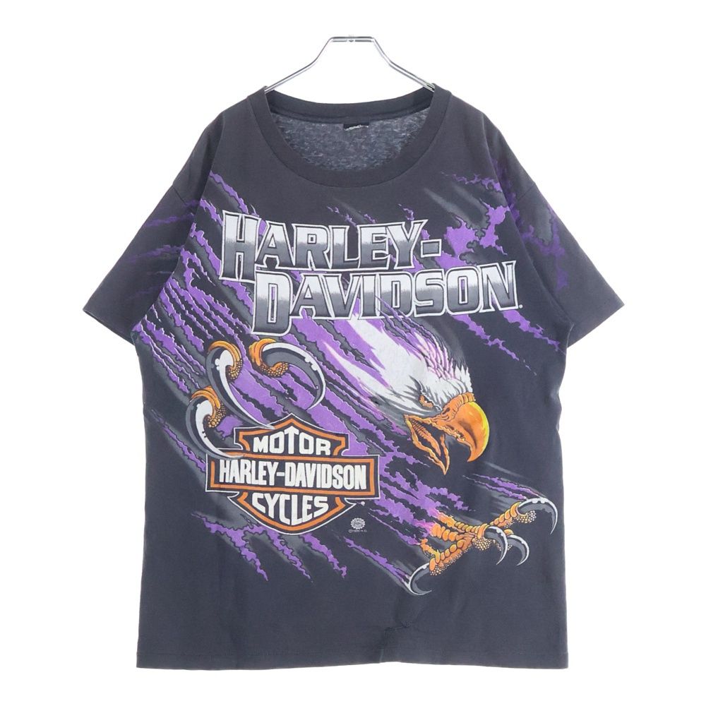 当時物★90s★USA製激レア★ハーレーダビッドソンTシャツサンダーエンジンL紫 90's Harley Tシャツ | Thunder & Lightning - 古着屋グレープフルーツ