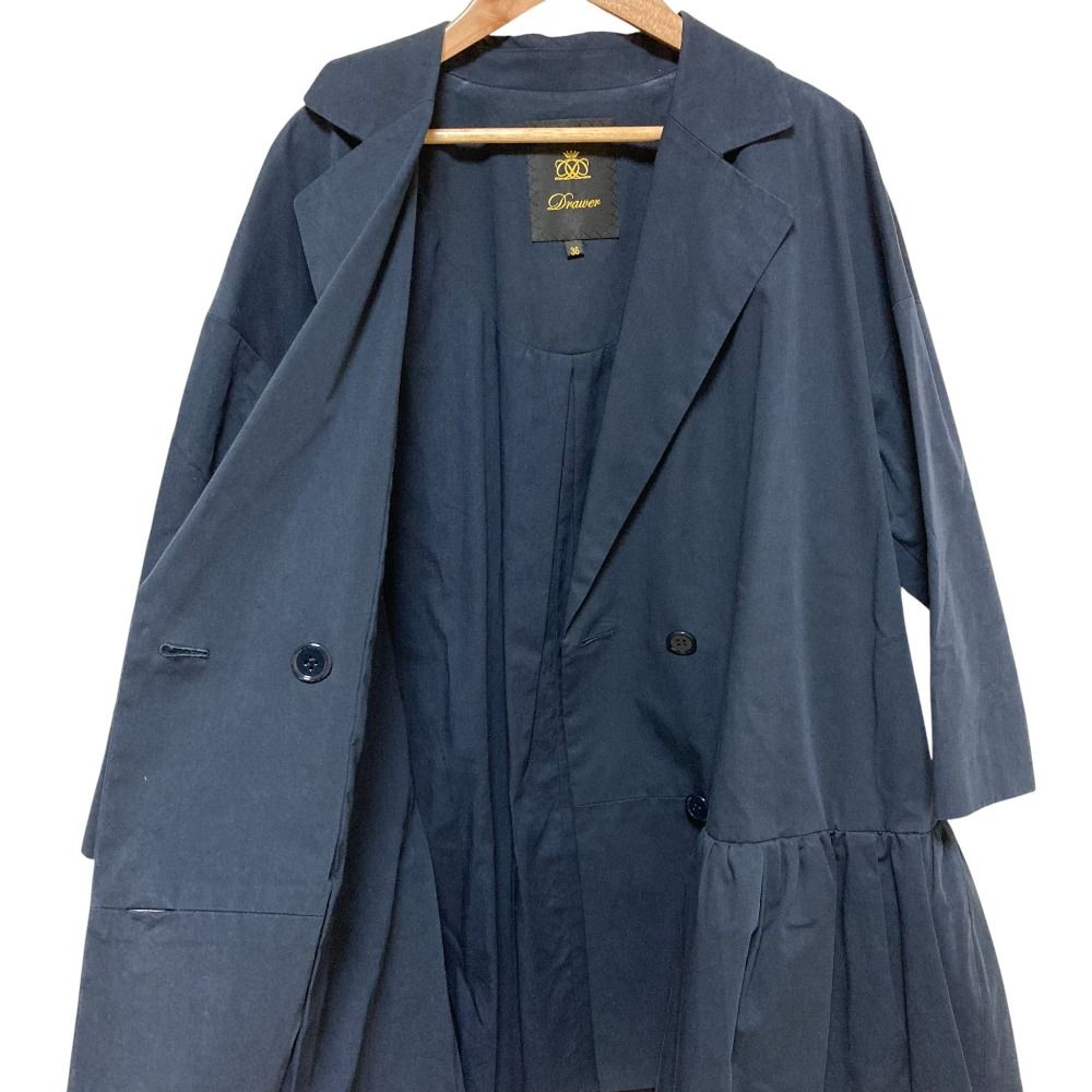 【36(M)サイズ】別注アワードジャケット ネイビー 美中古品 良品 Drawer ドゥロワー スソギャザー ジャケット 6522-299-0524