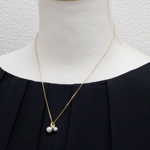 ミキモト K18YG アコヤ真珠 ペンダントネックレス 径約5.1-6.8mm