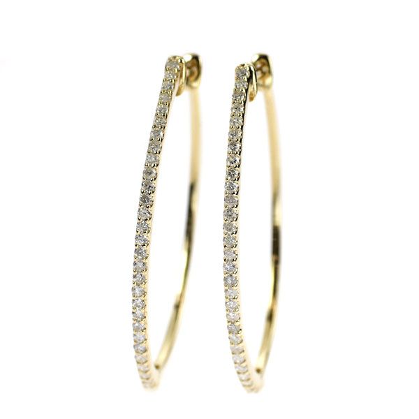 K14YG ダイヤモンド フープ ピアス 0.50ct - メルカリ