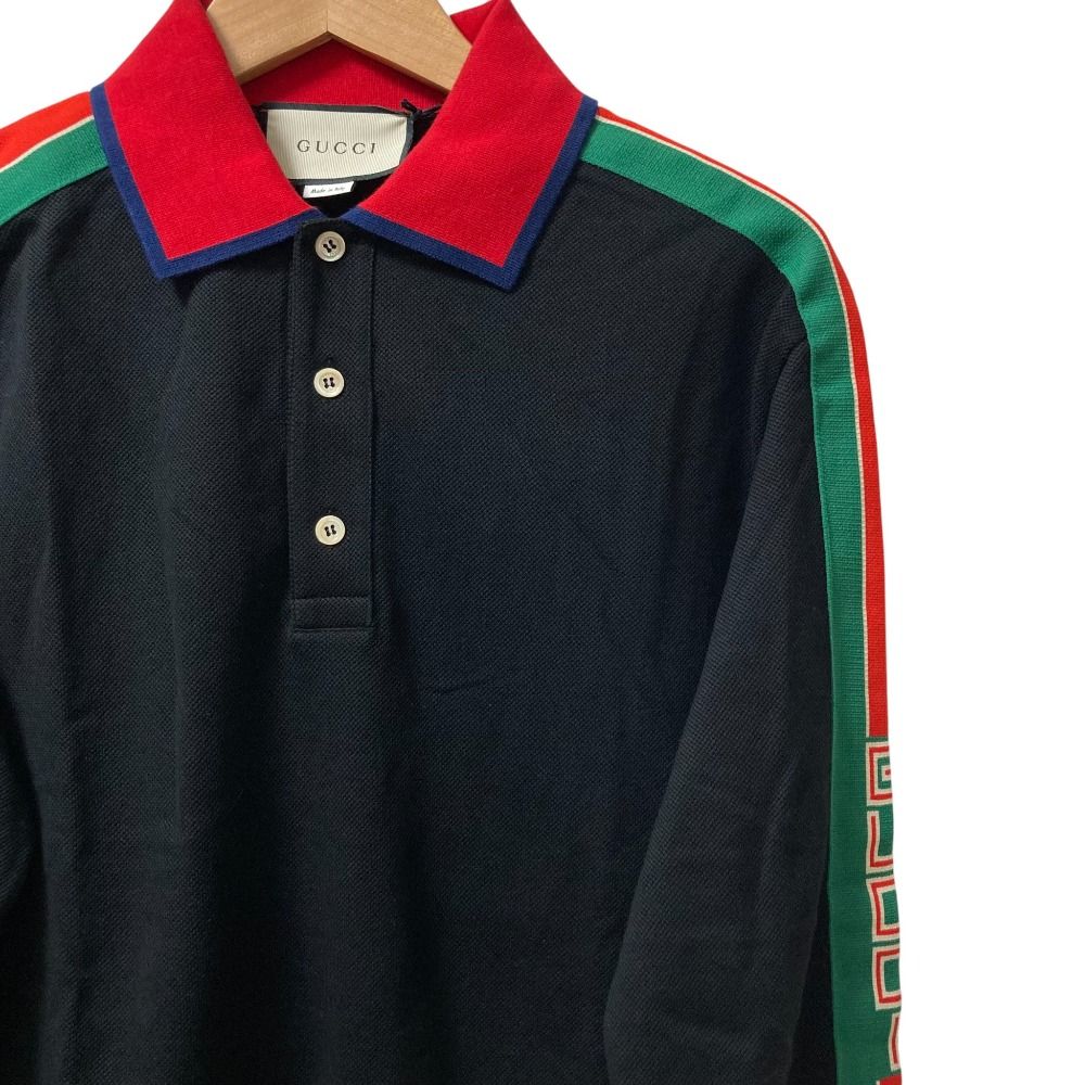 未使用 GUCCI グッチ ウェブストライプ ロングスリーブ ポロシャツ