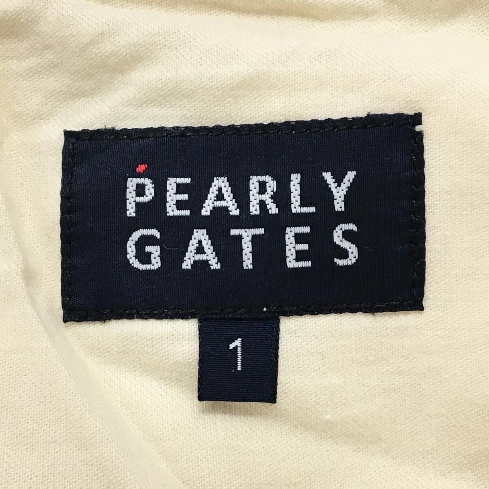 美品】パーリーゲイツ 七分丈パンツ 白×グリーンブルー系 ロゴ刺しゅう