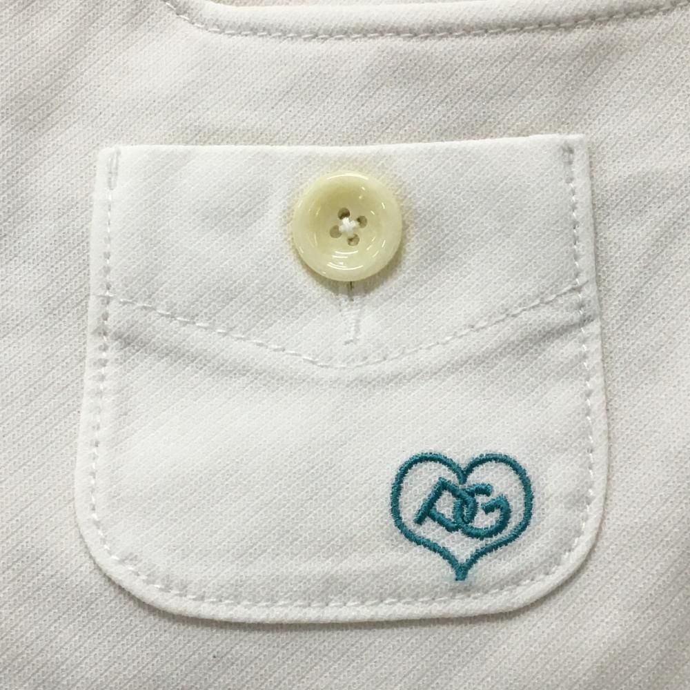 美品】パーリーゲイツ 七分丈パンツ 白×グリーンブルー系 ロゴ刺しゅう