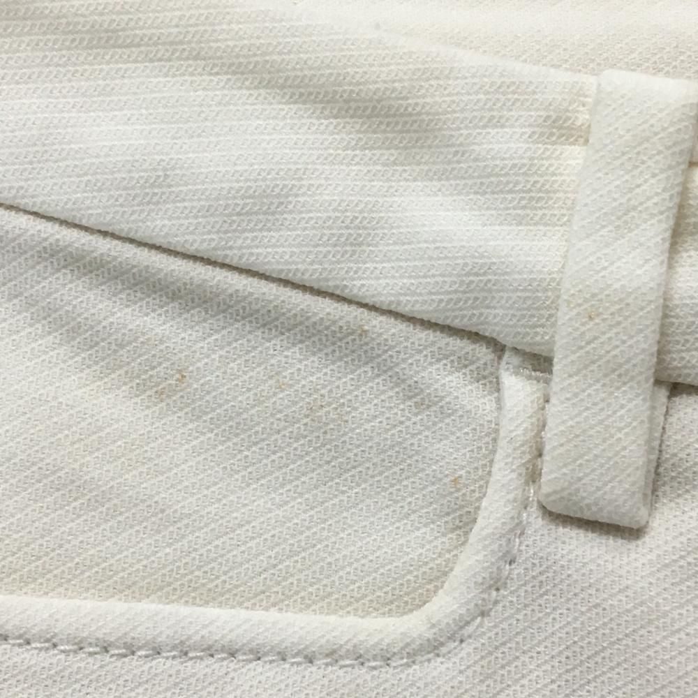 美品】パーリーゲイツ 七分丈パンツ 白×グリーンブルー系 ロゴ刺しゅう