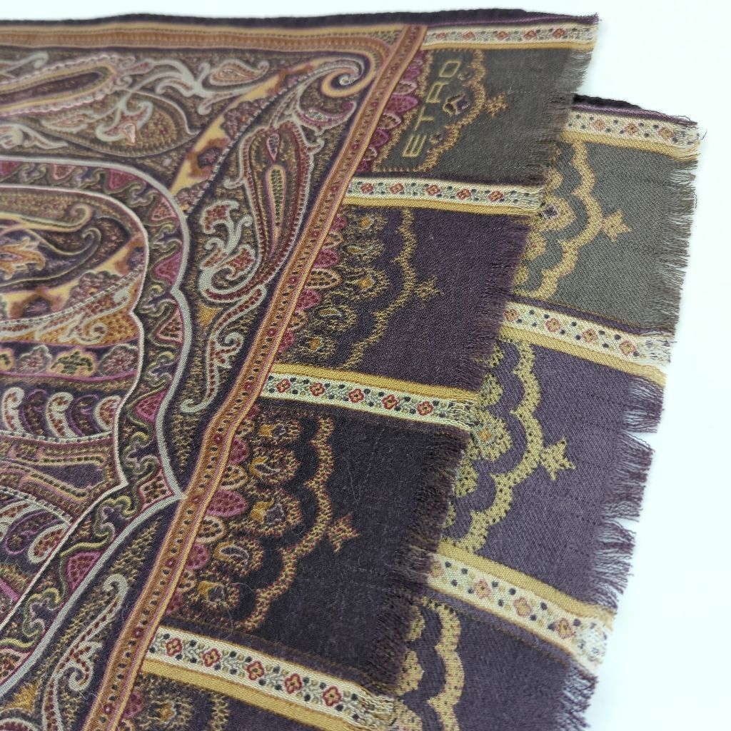 AG エトロ ETRO ストール スカーフ ペイズリー柄 ウール シルク