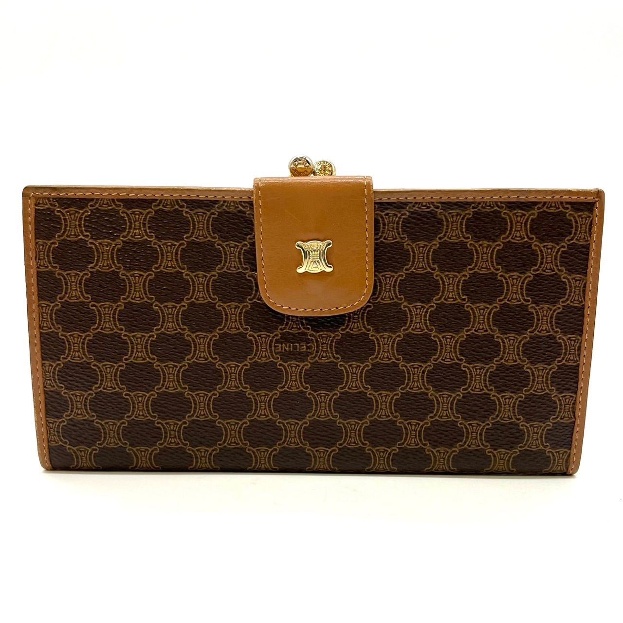 良品】CELINE セリーヌ トリオンフ マカダム がま口 長財布 PVC