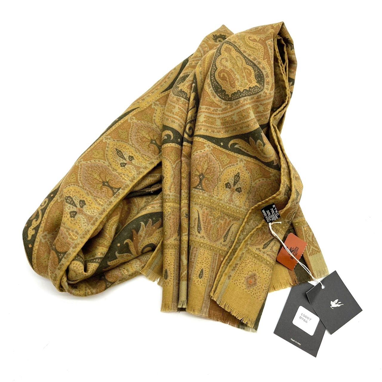 新品未使用】ETRO エトロ スカーフ ストール ペイズリー柄 イエロー